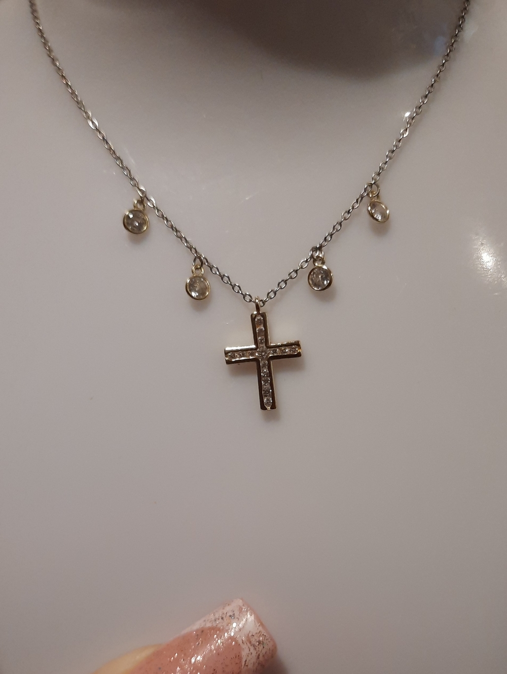 GENUINE DIAMONELLE CZ 14K YELLOW GOLD OVER STERLING SILVER 2-tone CHAIN NECKLACE